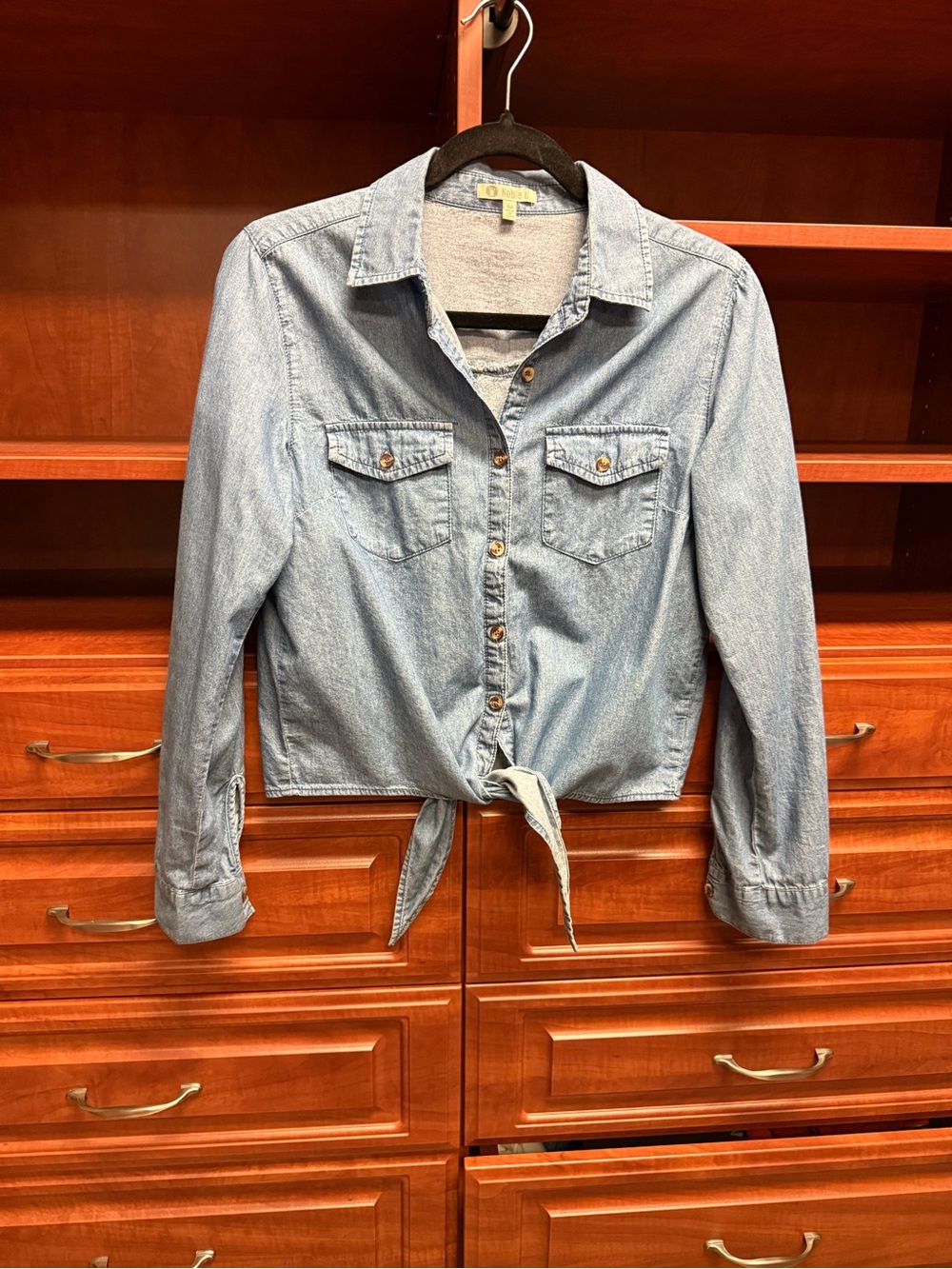 Noble U Light Blue Denim Tie-Front Shirt